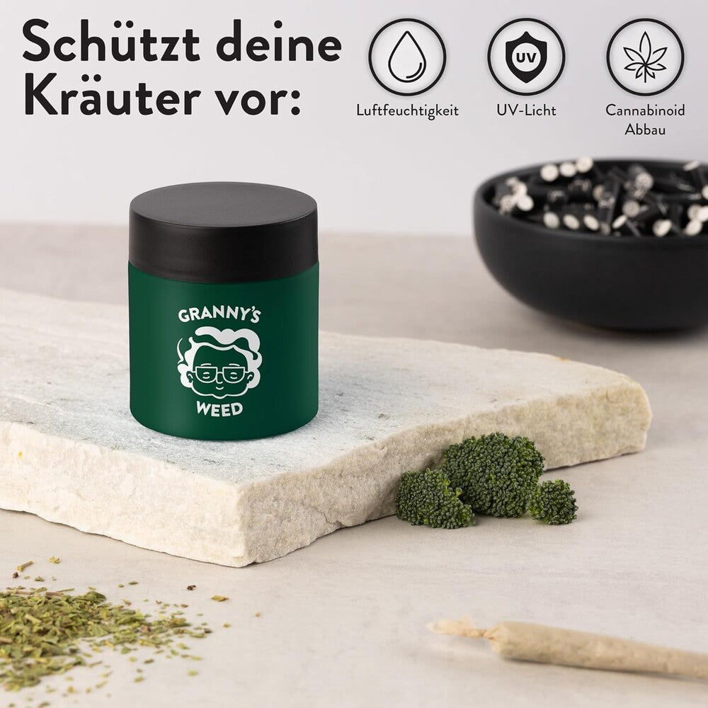 Omas Premium Kräuterglas, UV-Schutz, Geruchsdicht 120ml Jar 5er Gebinde