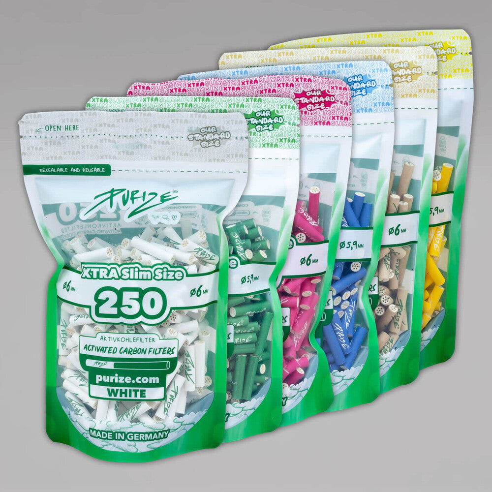 Aktivkohlefilter Xtra Slim Size 6mm 250 Stück Beutel 5er Gebinde