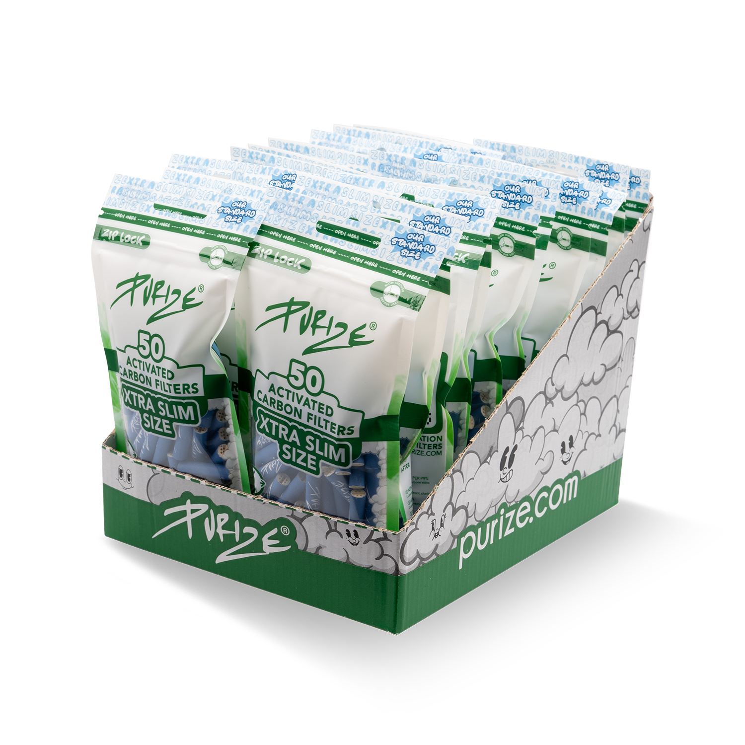 Aktivkohlefilter Blue Xtra Slim Size 6mm - 50er Pack 20er Gebinde