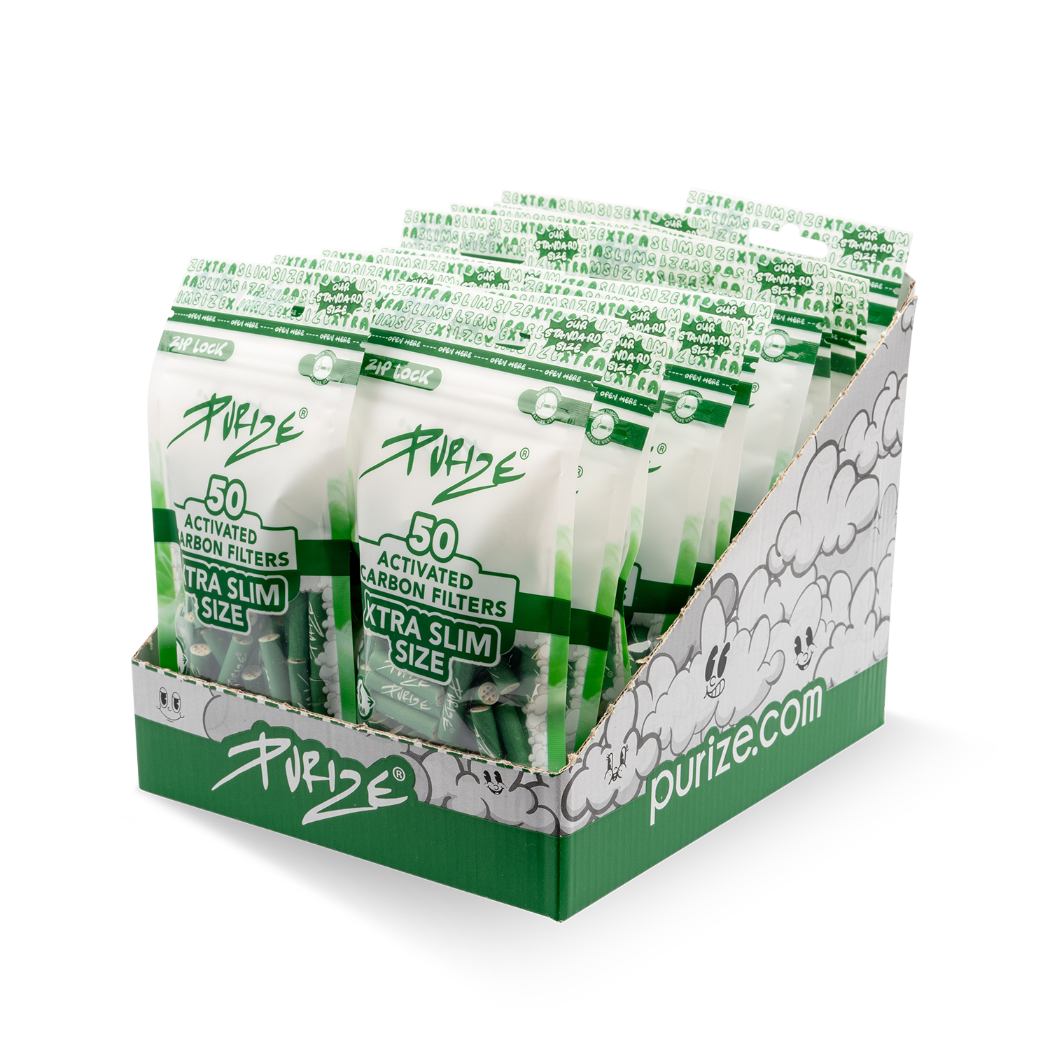 Aktivkohlefilter Green Xtra Slim Size 6mm - 50er Pack 20er Gebinde