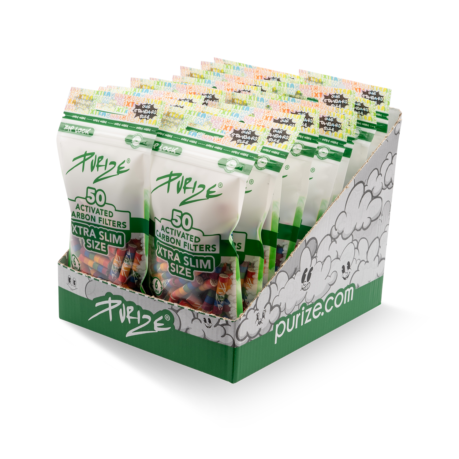 Aktivkohlefilter Rainbow Xtra Slim Size 6mm - 50er Pack20er Gebinde