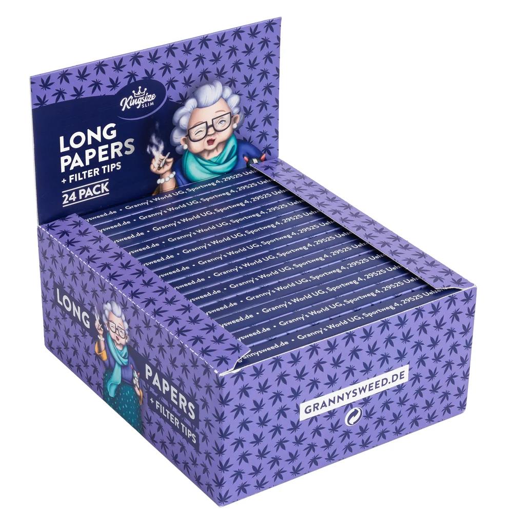 King Size Slim Long Papers mit  Tips Unbleached  24er Gebinde