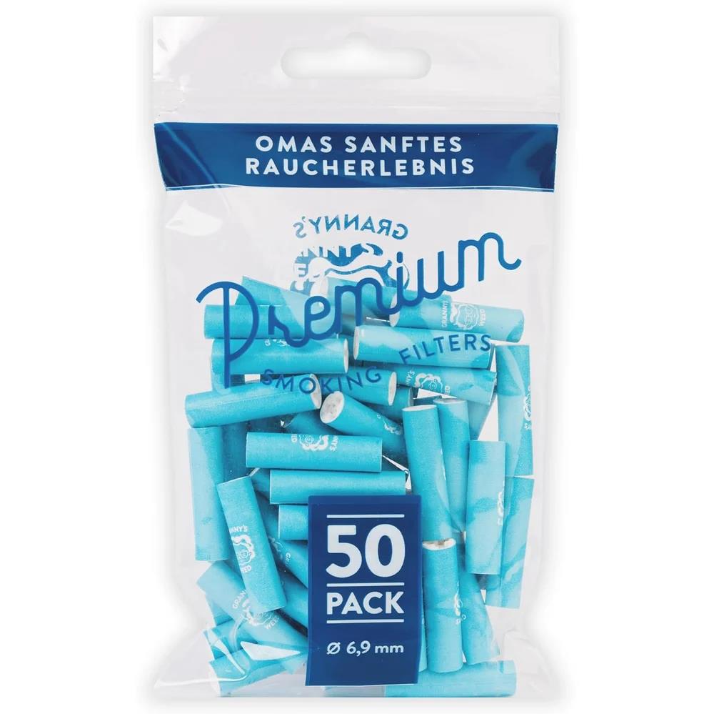 Premium Aktivkohlefilter 6,9mm Blau 50er Pack - 10er Gebinde