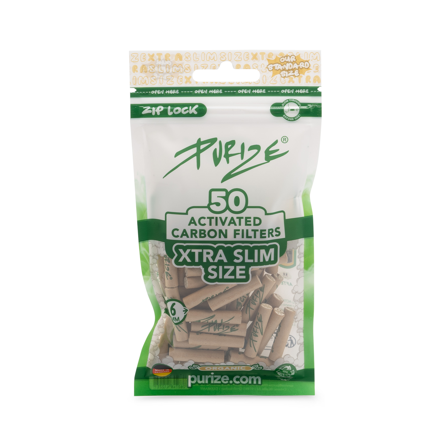 Aktivkohlefilter Organic Xtra Slim Size 6mm - 50er Pack 20er Gebinde