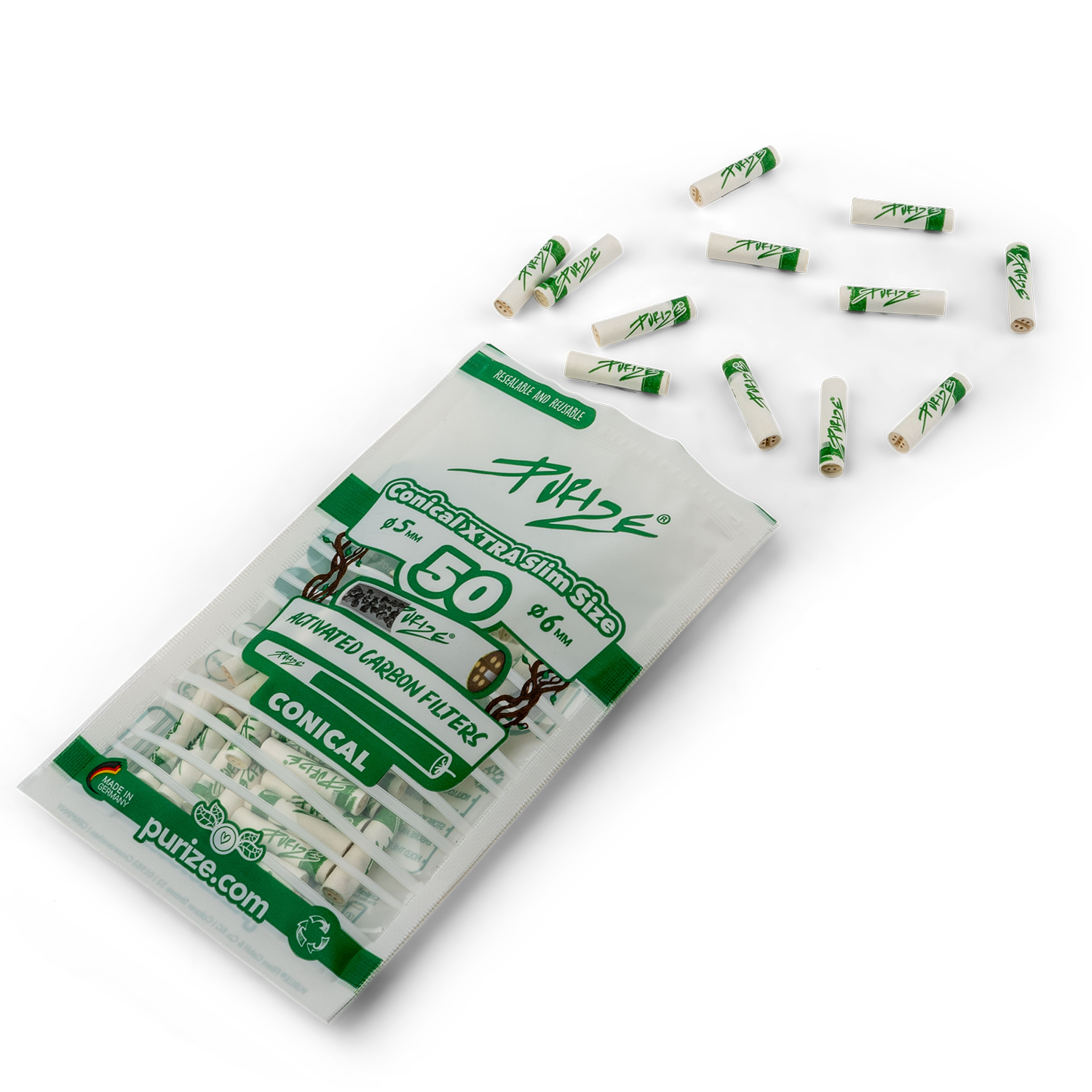 Aktivkohlefilter White Conical Xtra Slim Size 5-6mm - 50er Pack 20er Gebinde