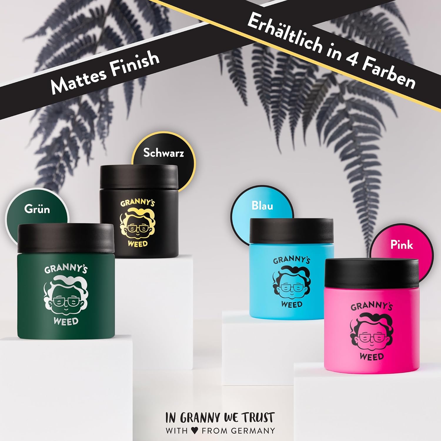 Omas Premium Kräuterglas, UV-Schutz, Geruchsdicht 120ml Jar 5er Gebinde