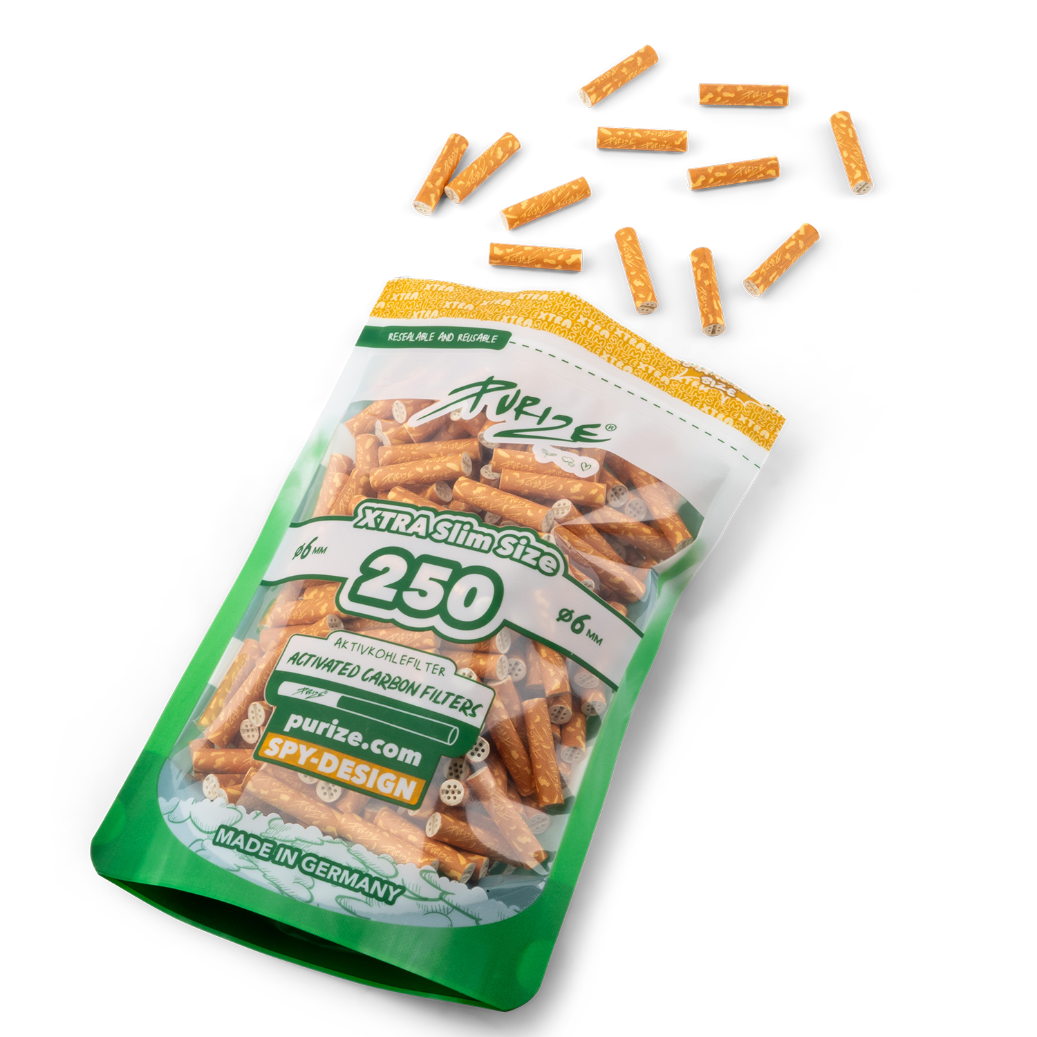 Aktivkohlefilter  Spy Xtra Slim Size 6mm - 250er Pack 5er Gebinde
