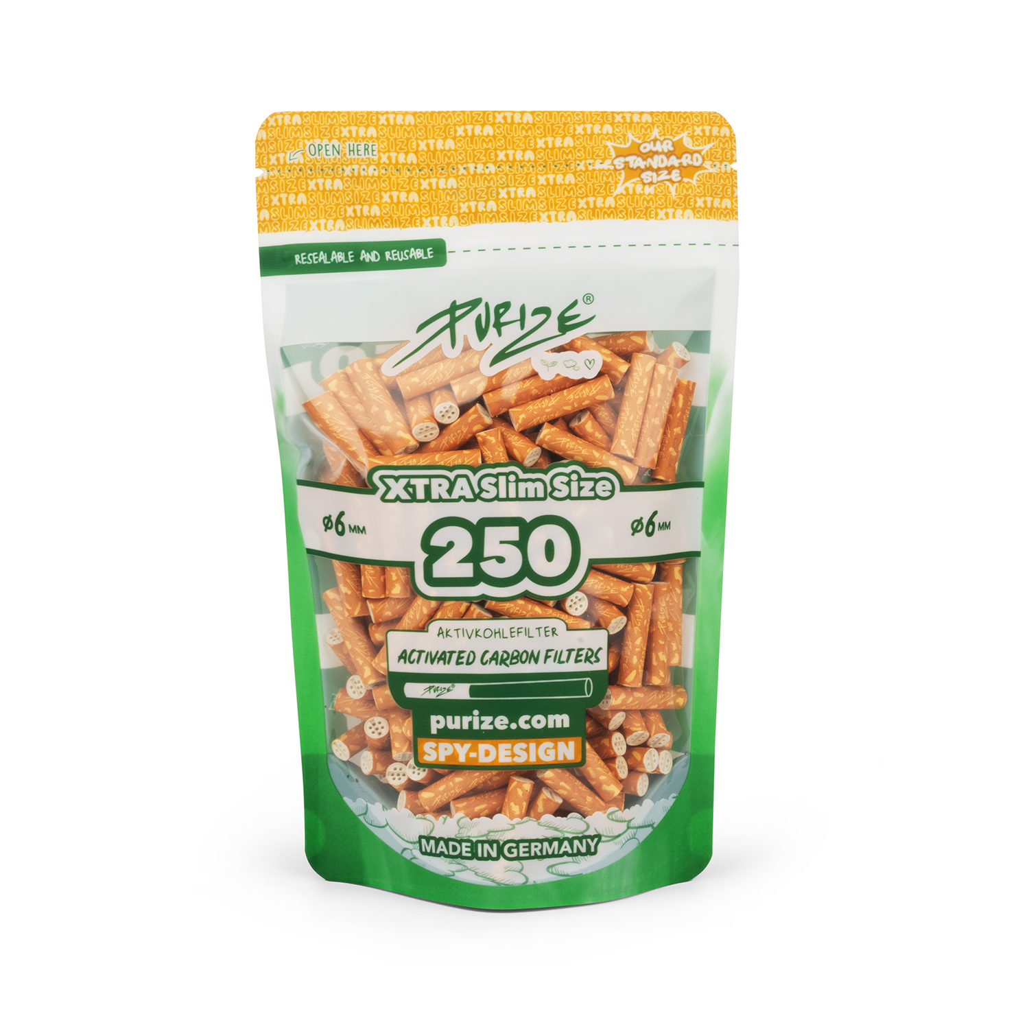 Aktivkohlefilter  Spy Xtra Slim Size 6mm - 250er Pack 5er Gebinde
